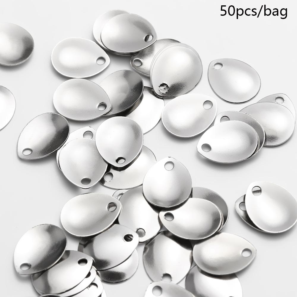 Fishing Lure Spinner - 50 szt. Srebrny, gładki niklowych cekinów